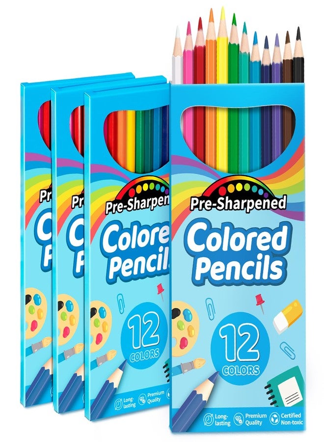 V-Opitos 48 Count Colored Pencils, 4 Packs Pre-sharpened Coloring Pencils for Kids in 12 Colors, Bulk School Supplies for Teachers, Ideal Back to School Supplies & Classroom Prizes - Image 1